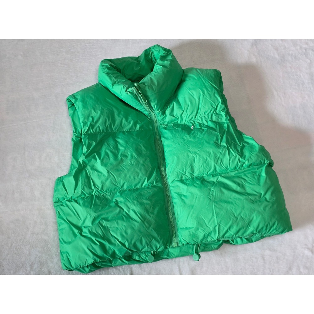 Zyia Active Women Green Puffer Vest Quilted Full Zip Sleeveless Jacket Small